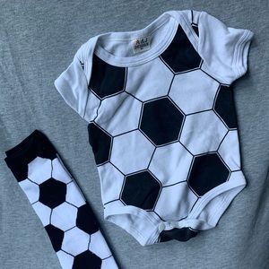 Soccer Ball onsie and leg warmers
